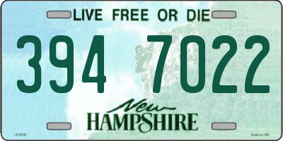 NH license plate 3947022