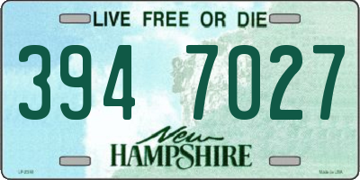 NH license plate 3947027