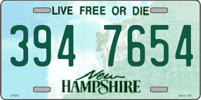 NH license plate 3947654