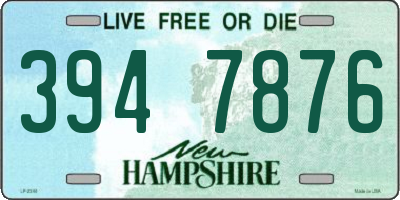 NH license plate 3947876
