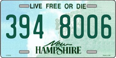 NH license plate 3948006