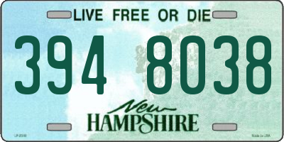 NH license plate 3948038