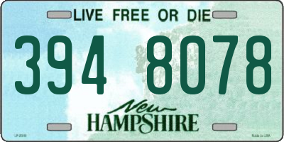 NH license plate 3948078