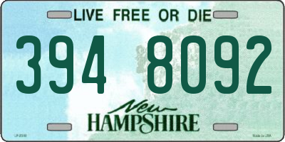 NH license plate 3948092