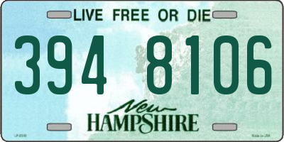NH license plate 3948106