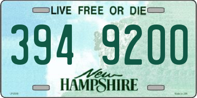 NH license plate 3949200