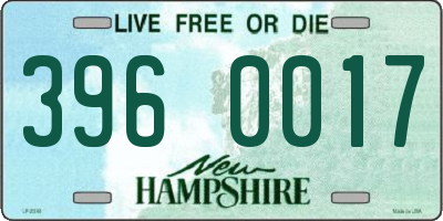 NH license plate 3960017