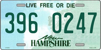 NH license plate 3960247