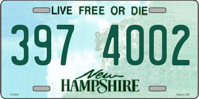 NH license plate 3974002