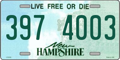 NH license plate 3974003
