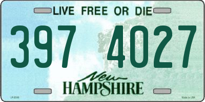 NH license plate 3974027