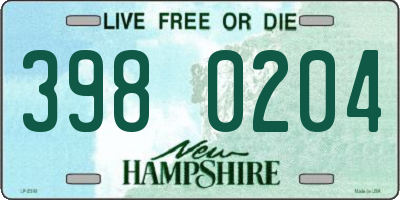 NH license plate 3980204