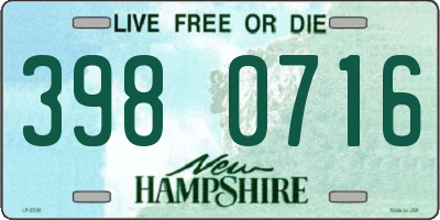 NH license plate 3980716