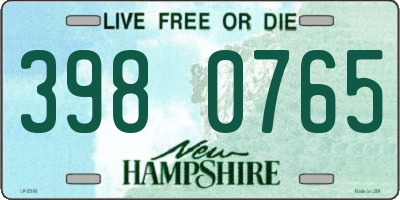 NH license plate 3980765