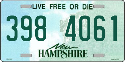 NH license plate 3984061