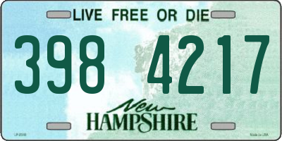 NH license plate 3984217