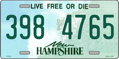 NH license plate 3984765
