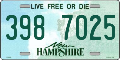 NH license plate 3987025