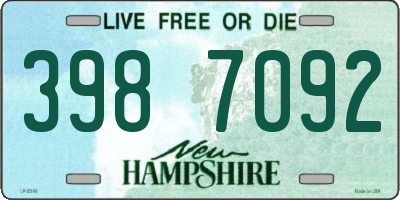 NH license plate 3987092