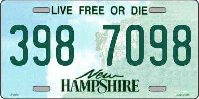 NH license plate 3987098