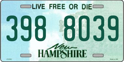 NH license plate 3988039