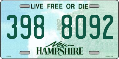 NH license plate 3988092