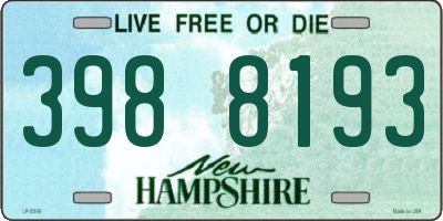 NH license plate 3988193