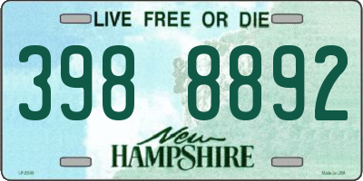 NH license plate 3988892