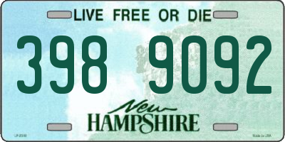 NH license plate 3989092