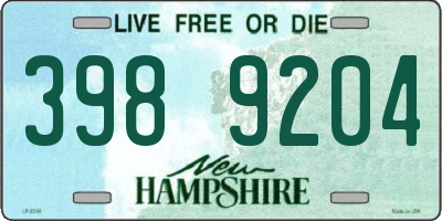 NH license plate 3989204