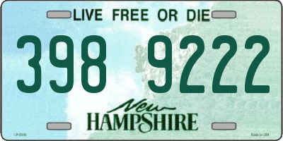 NH license plate 3989222