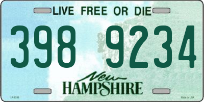 NH license plate 3989234