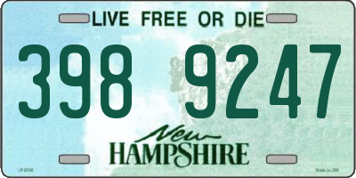 NH license plate 3989247