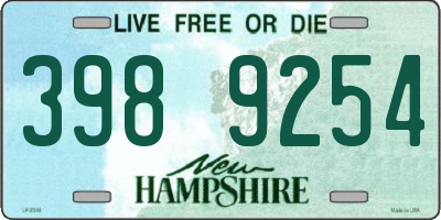 NH license plate 3989254