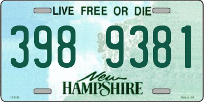 NH license plate 3989381