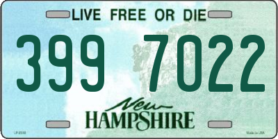 NH license plate 3997022