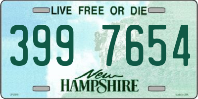 NH license plate 3997654
