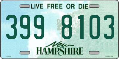 NH license plate 3998103