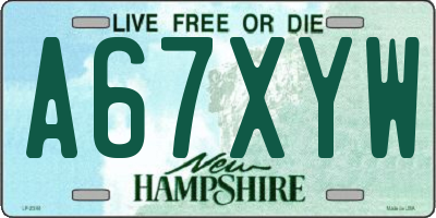 NH license plate A67XYW