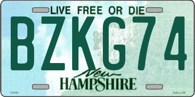 NH license plate BZKG74