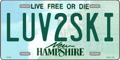 NH license plate LUV2SKI