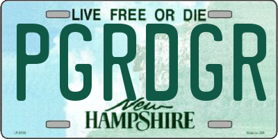 NH license plate PGRDGR