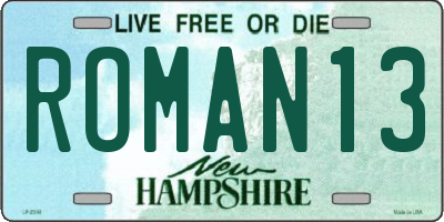 NH license plate ROMAN13