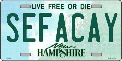 NH license plate SEFACAY