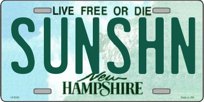 NH license plate SUNSHN