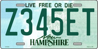 NH license plate Z345ET