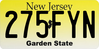 NJ license plate 275FYN