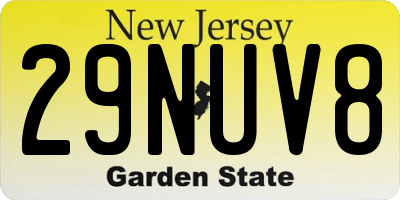 NJ license plate 29NUV8