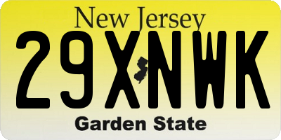 NJ license plate 29XNWK