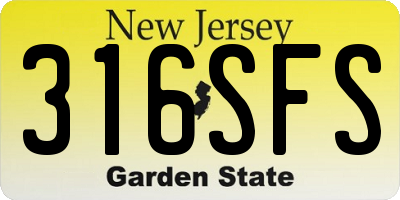 NJ license plate 316SFS